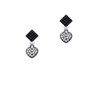 Small Black Heart with Clear Crystals Black Crystal Diamond-Shape Earrings