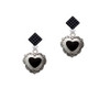 Black Concho Heart Black Crystal Diamond-Shape Earrings