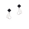 Two Tone Runner Silhouette in Heart Black Crystal Diamond-Shape Earrings