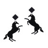 Acrylic 1.5 Black Horse Black Crystal Diamond-Shape Earrings
