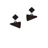 Acrylic 3/4" Black Megaphone Black Crystal Diamond-Shape Earrings