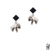 Panda Bear Standing Black Crystal Diamond-Shape Earrings