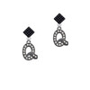 Crystal Black Initial - Q - Beaded Border - Black Crystal Diamond-Shape Earrings