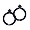 Acrylic 1 1/2" Ring with 4mm Crystal Black Black Crystal Diamond-Shape Earrings