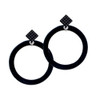 Acrylic 1 1/2" Ring Black Black Crystal Diamond-Shape Earrings