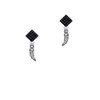 Black Nickel Tone Small AB Crystal Sabre Tooth Black Crystal Diamond-Shape Earrings