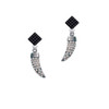 Black Nickel Tone Large AB Crystal Sabre Tooth Black Crystal Diamond-Shape Earrings