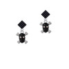Small Black Resin Skull with AB Crystals Black Crystal Diamond-Shape Earrings