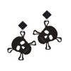Acrylic Large Black Skull Black Crystal Diamond-Shape Earrings