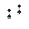 Card Suit - Spade Black Crystal Diamond-Shape Earrings