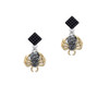 3-D Textured Spider with Gold Tone Legs Black Crystal Diamond-Shape Earrings