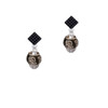 Chinese Pattern on Black Spinners Black Crystal Diamond-Shape Earrings