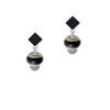 Black Round Spinner Black Crystal Diamond-Shape Earrings