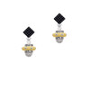 Crystal Two Tone Spinner Black Crystal Diamond-Shape Earrings