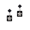Turtle on Black Frame Black Crystal Diamond-Shape Earrings