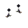 Flying Witch Black Crystal Diamond-Shape Earrings