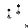 Resin Zebra Black Crystal Diamond-Shape Earrings