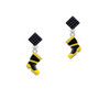 Black and Yellow Firefighter Boot Black Crystal Diamond-Shape Earrings