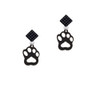 Acrylic Small Paw Black Black Crystal Diamond-Shape Earrings