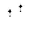 Mini Paw with Black Crystal Black Crystal Diamond-Shape Earrings