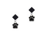 Small Black Paw Black Crystal Diamond-Shape Earrings