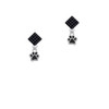Mini Translucent Black Paw Black Crystal Diamond-Shape Earrings
