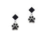 Medium Black Paw Black Crystal Diamond-Shape Earrings