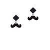 Small Black Enamel Mustache Black Crystal Diamond-Shape Earrings
