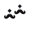 Large Black Enamel Mustache Black Crystal Diamond-Shape Earrings