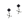 Hockey Sticks with Puck Black Crystal Diamond-Shape Earrings