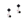 Bowling Pins with Bowling Ball Black Crystal Diamond-Shape Earrings