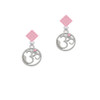 Om in Circle with Pink Crystal Pink Crystal Diamond-Shape Earrings