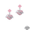 Sister Banner on Pink Crystal Heart Pink Crystal Diamond-Shape Earrings