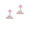 Pink ''Big Sister'' with Heart Pink Crystal Diamond-Shape Earrings