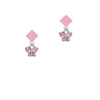 Mini Butterfly with Pink Wings & Crystals Pink Crystal Diamond-Shape Earrings