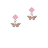 Small Pink Butterfly Pink Crystal Diamond-Shape Earrings