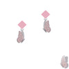 Translucent Pink Flying Butterfly Pink Crystal Diamond-Shape Earrings