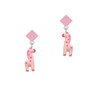 Resin Pink Geronimo the Giraffe Pink Crystal Diamond-Shape Earrings