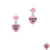 Acrylic Pink "Dream On / Bite Me" Heart Pink Crystal Diamond-Shape Earrings