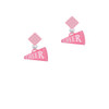 Acrylic 3/4" Pink Cheer Megaphone Pink Crystal Diamond-Shape Earrings
