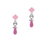 3-D Pink Baby Pacifier Pink Crystal Diamond-Shape Earrings