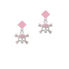 Skull and Crossbones with Pink Crystals Pink Crystal Diamond-Shape Earrings