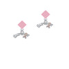 Survivor with Pink Ribbon Pink Crystal Diamond-Shape Earrings