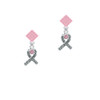 Scroll Ribbon with Pink Crystal Pink Crystal Diamond-Shape Earrings