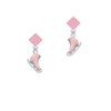 3-D Pink Ice Skate Pink Crystal Diamond-Shape Earrings