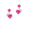 Hot Pink Giraffe Print Heart with Nurse Hat Hot Pink Crystal Diamond-Shape Earrings