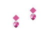 Hot Pink Crystal Heart Hot Pink Crystal Diamond-Shape Earrings