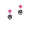 Diagonal Banded Barrel with Hot Pink Crystals Spinner Hot Pink Crystal Diamond-Shape Earrings