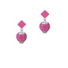 Hot Pink Crystal Sparkle Spinner Hot Pink Crystal Diamond-Shape Earrings