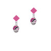 Wide Hot Pink Zebra Print Band Spinner Hot Pink Crystal Diamond-Shape Earrings